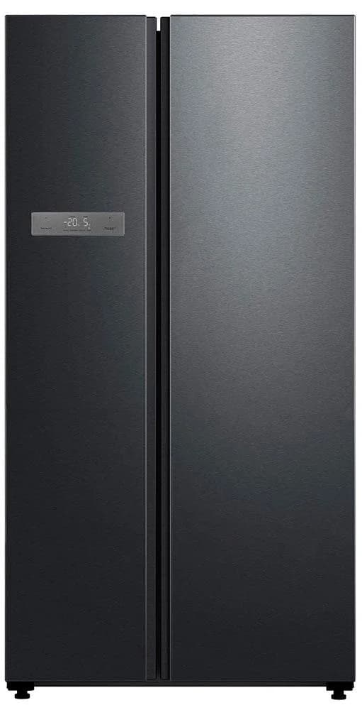 HANSEATIC Side-by-Side Kühlschrank Schwarz Edelstahl
