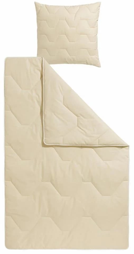 ÄLGDRÖM Naturfaserbettdecke + Kopfkissen Set 100% Baumwolle Beige
