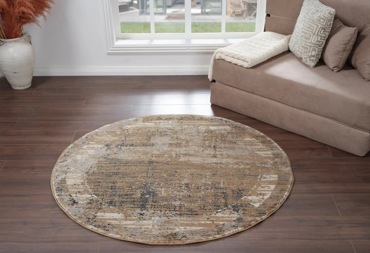 Teppich OTTO HOME Hamsa Grau Rund Vintage-Look