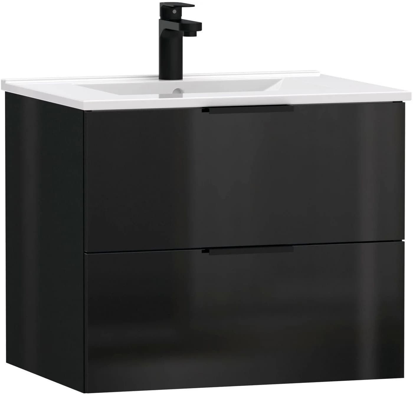 welltime Waschtisch Athen Schwarz Hochglanz mit Softclose - Bild 2
