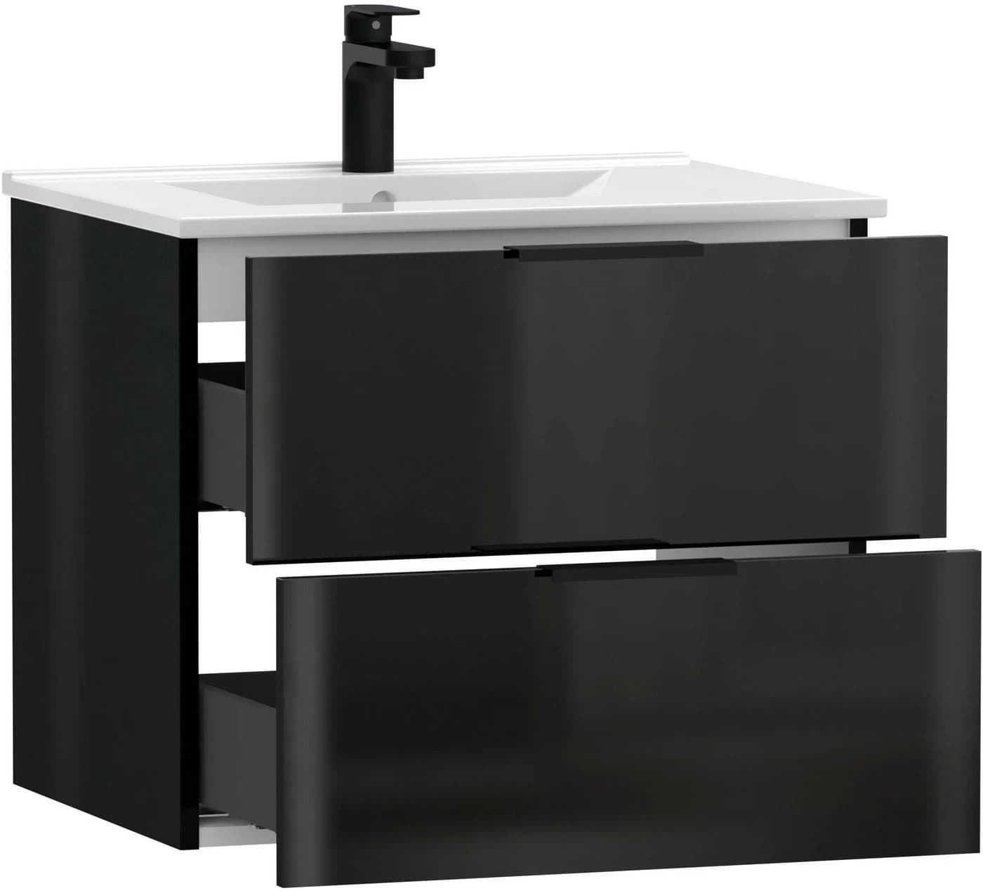 welltime Waschtisch Athen Schwarz Hochglanz mit Softclose - Bild 4