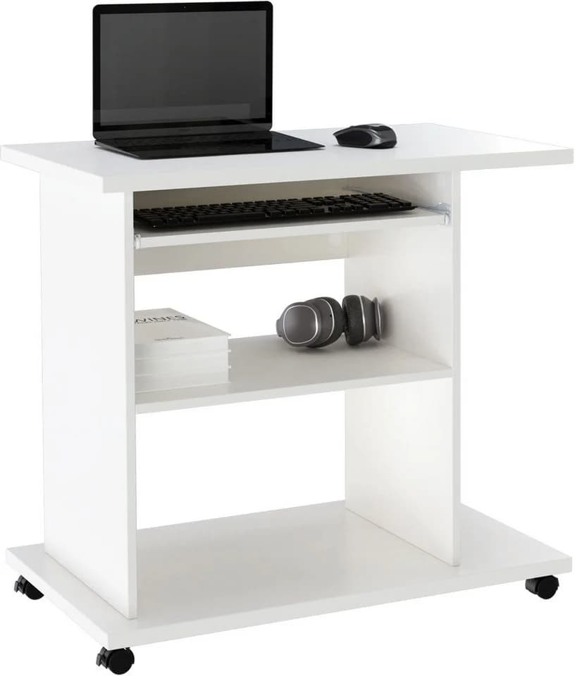 OTTO HOME LOKVE Computertisch Weiß mit Rollen und Fächern - Bild 2