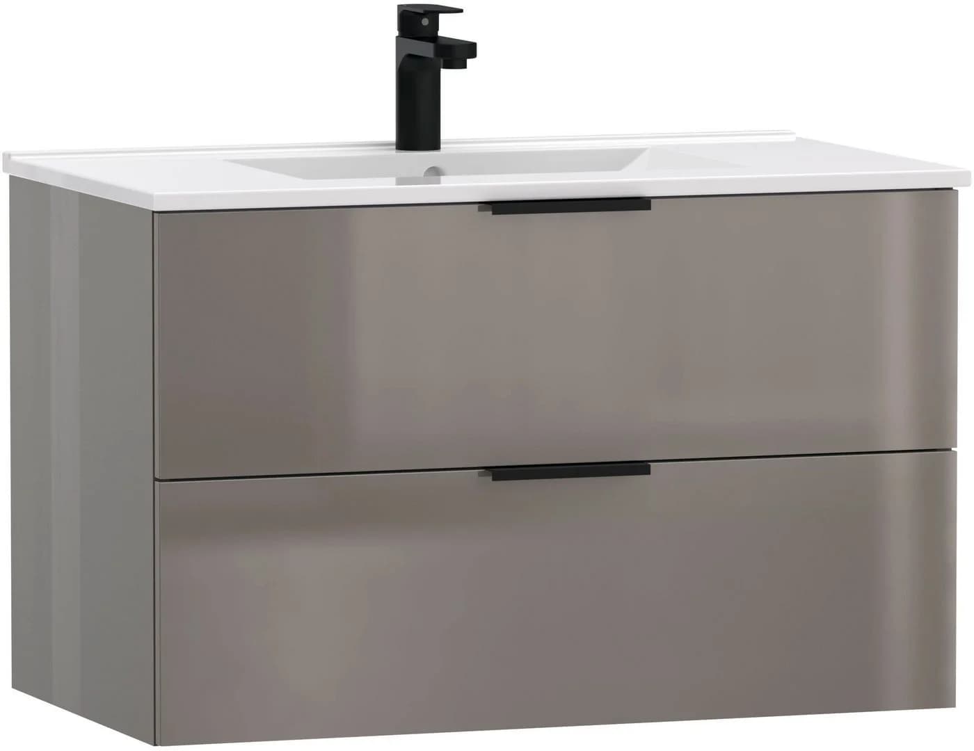 WELLTIME Waschtisch Athen 80cm Grau Hochglanz mit Becken Softclose - Bild 2