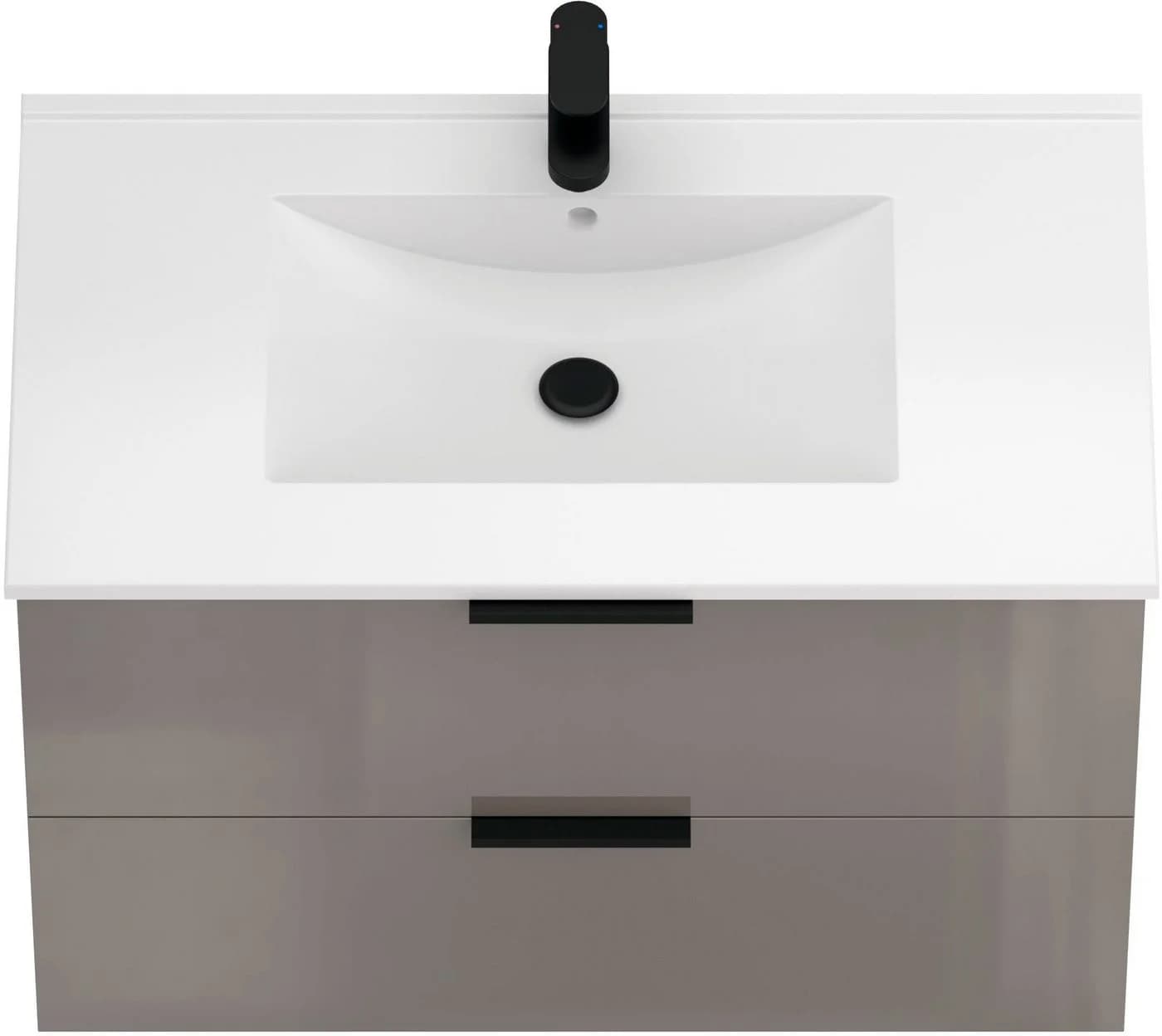 WELLTIME Waschtisch Athen 80cm Grau Hochglanz mit Becken Softclose - Bild 3
