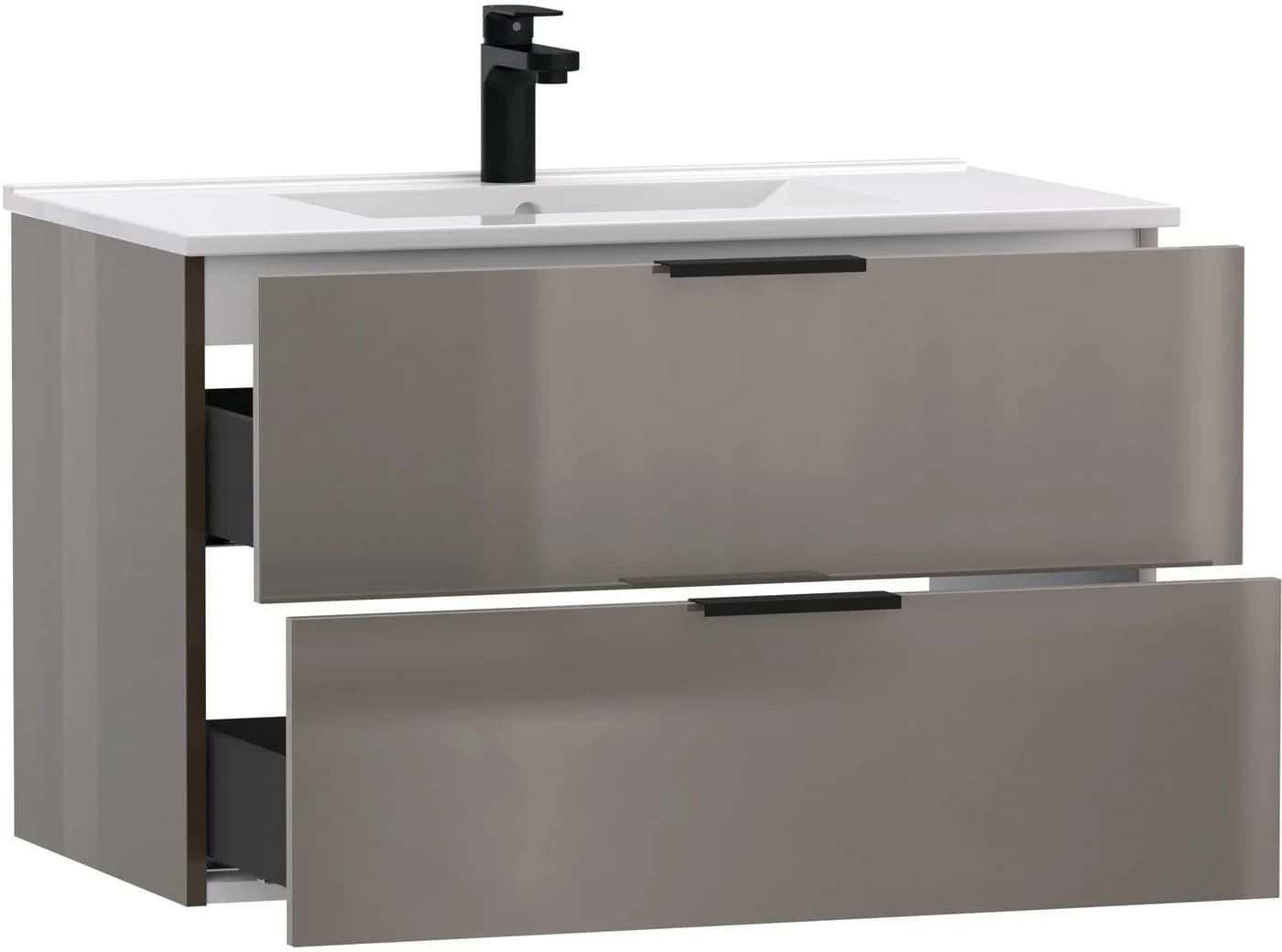 WELLTIME Waschtisch Athen 80cm Grau Hochglanz mit Becken Softclose - Bild 4