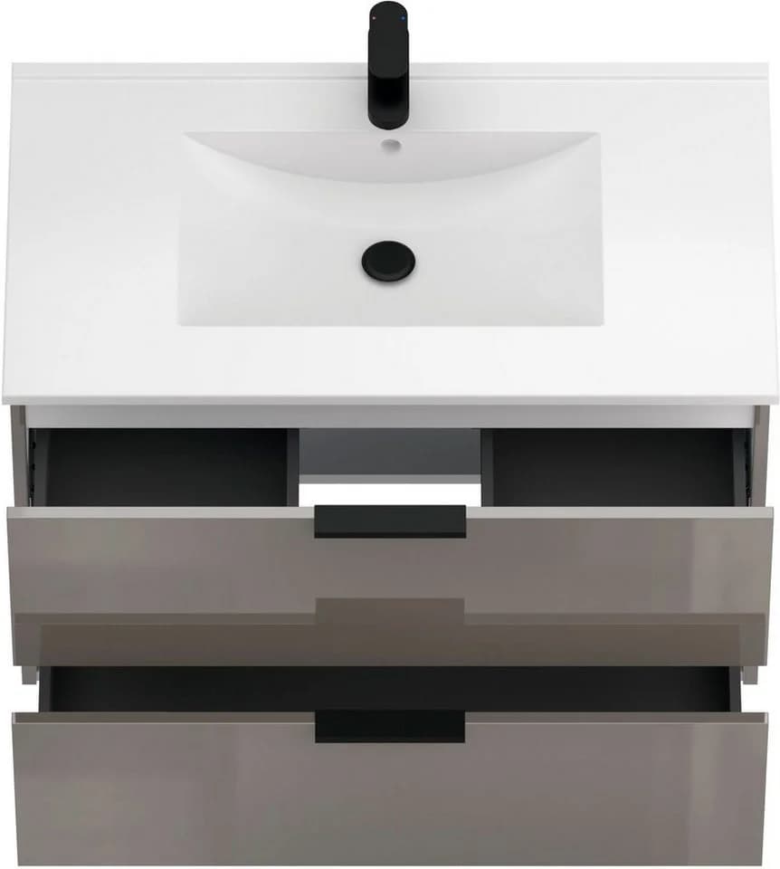 WELLTIME Waschtisch Athen 80cm Grau Hochglanz mit Becken Softclose - Bild 5