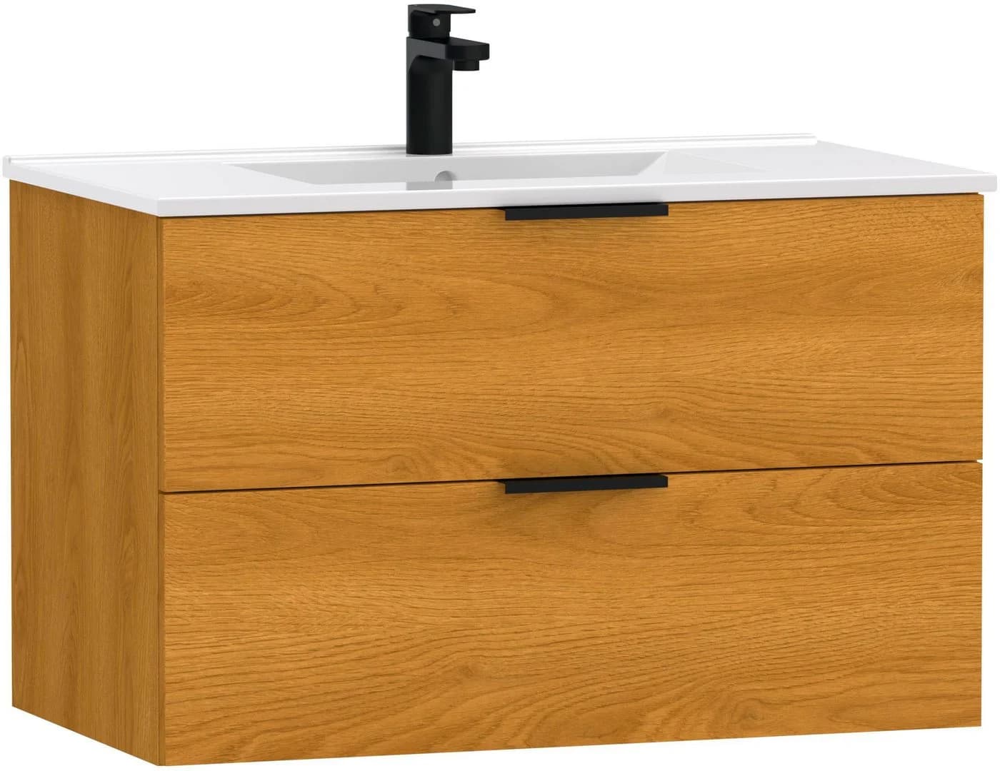 welltime Waschtisch Athen Badschrank mit Becken 80cm Softclose Eiche - Bild 2