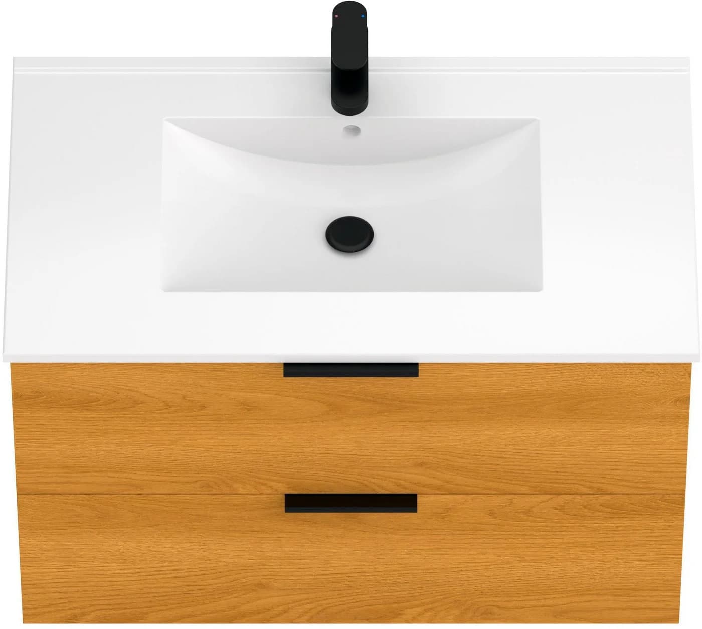 welltime Waschtisch Athen Badschrank mit Becken 80cm Softclose Eiche - Bild 3
