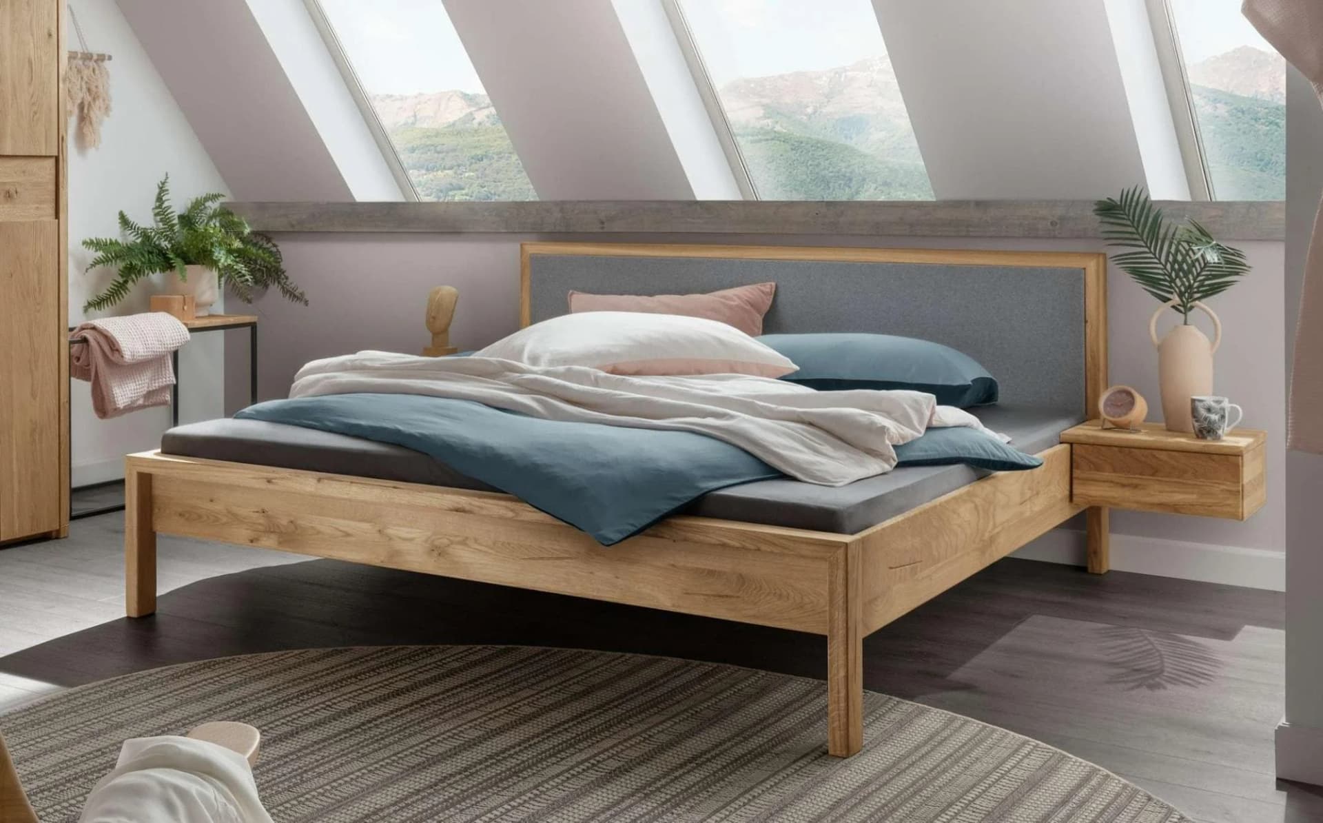 HOME AFFAIRE Schlafzimmer-Set Huven Massivholzbett Eiche