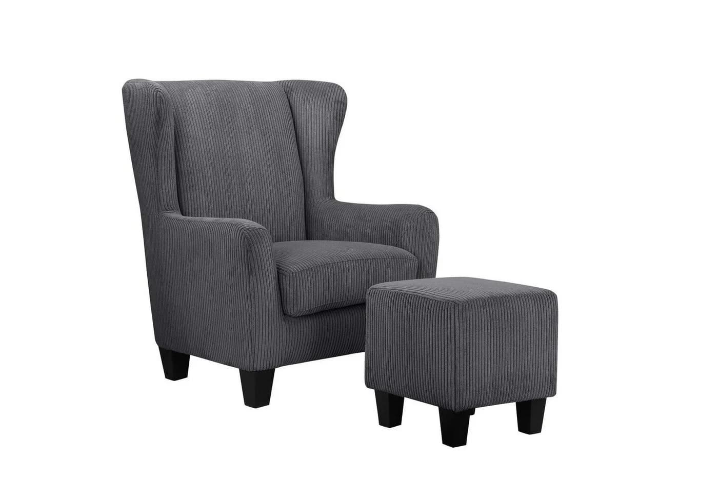 Home Affaire Ohrensessel Chilly mit Hocker Anthrazit - Bild 3