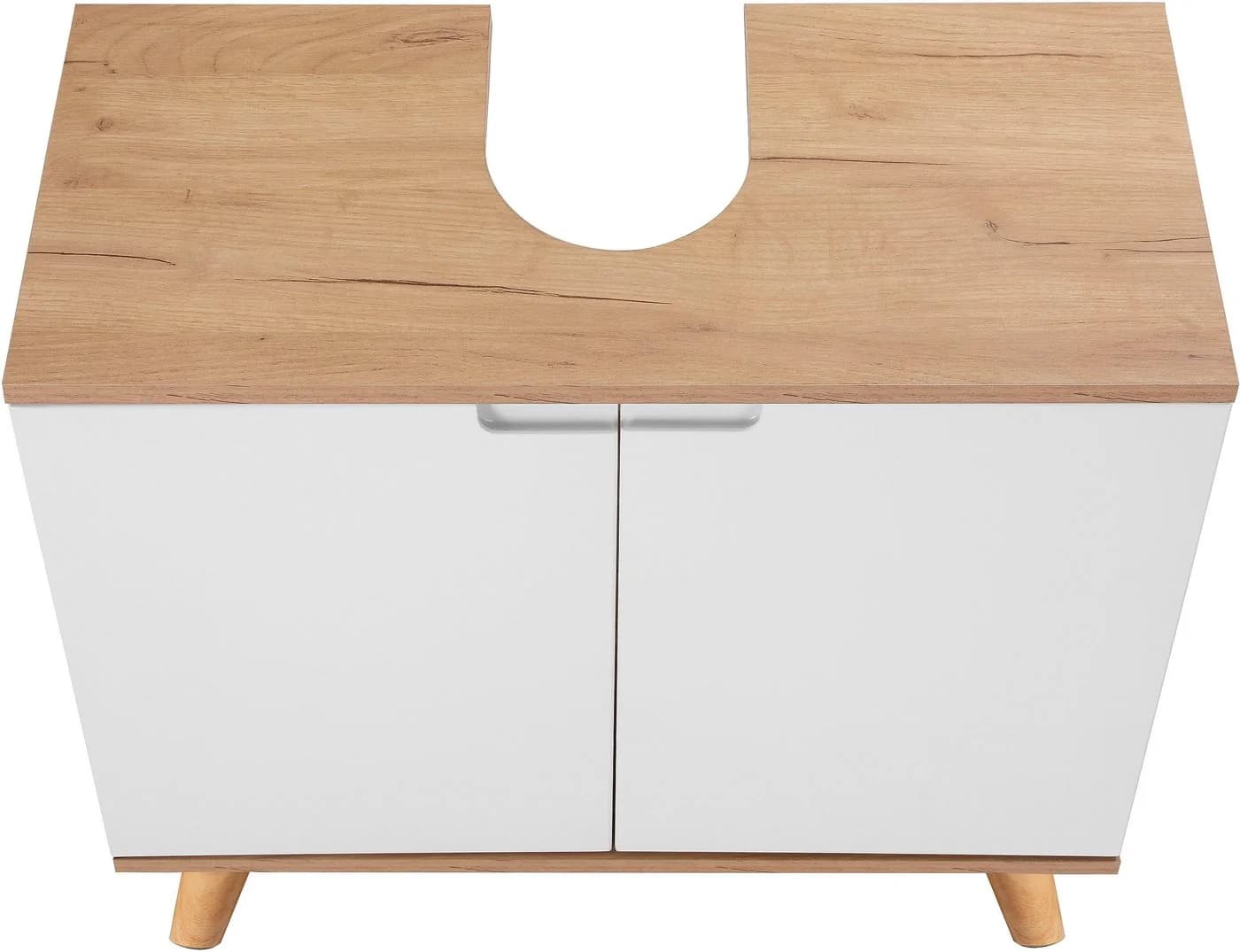 Welltime Lund Badunterschrank 65cm Weiß Hochglanz Falttüren - Bild 4