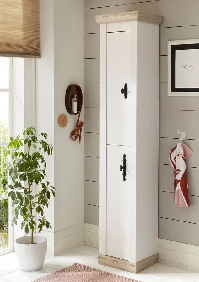 Home Affaire Hochschrank Florenz Badschrank Landhausstil Weiß