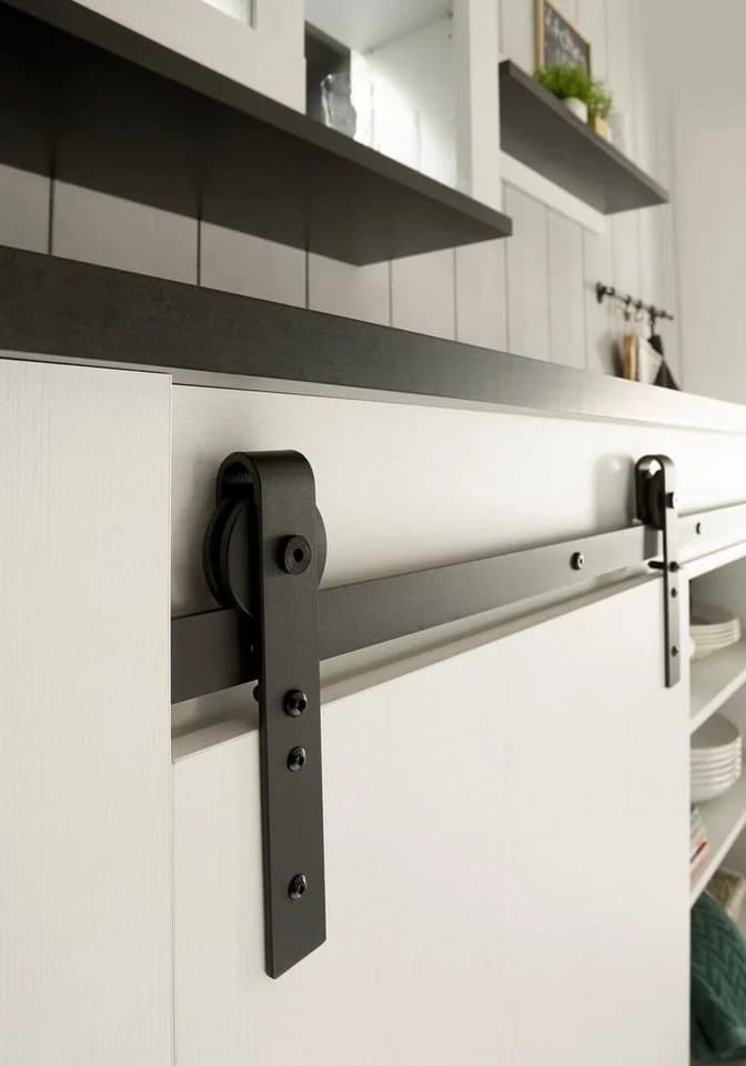 HOME AFFAIRE Spülenschrank Sherwood Weiß Pinie Dekor mit Schiebetüren - Bild 4