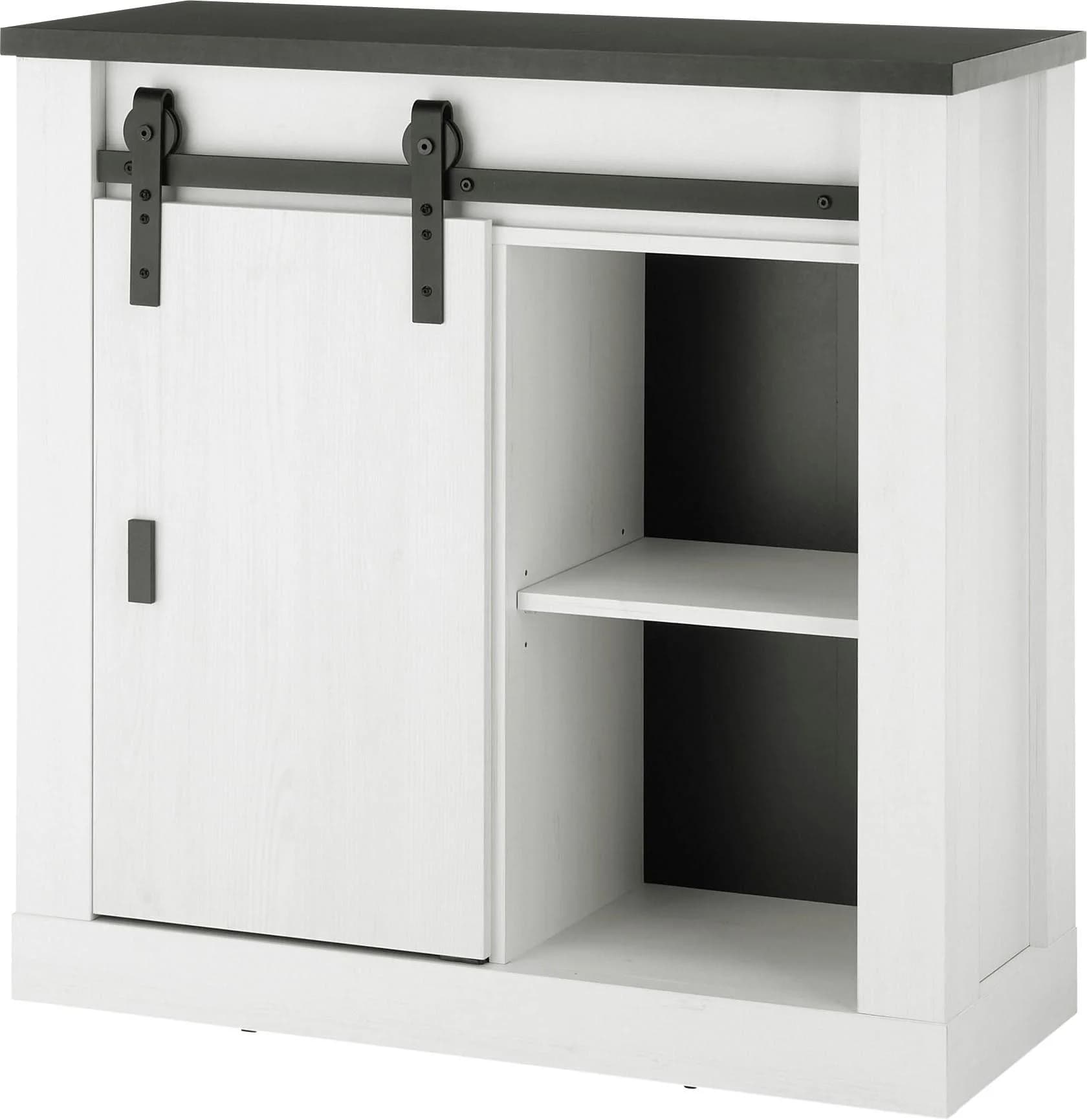 HOME AFFAIRE Regal SHERWOOD Weiß Schiebetür FSC Holzwerkstoff