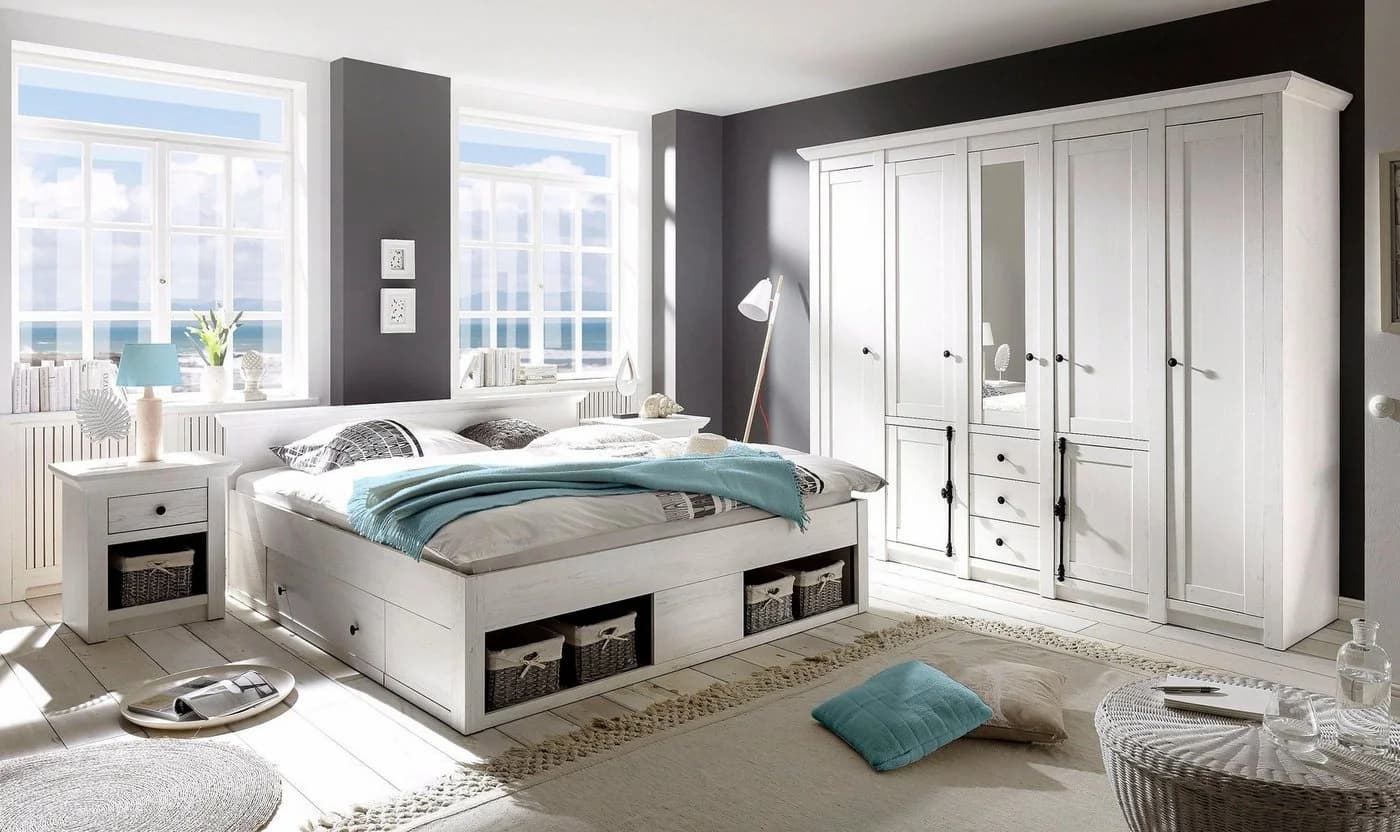 HOME AFFAIRE California Schlafzimmer-Set Landhaus Weiß 5-tlg