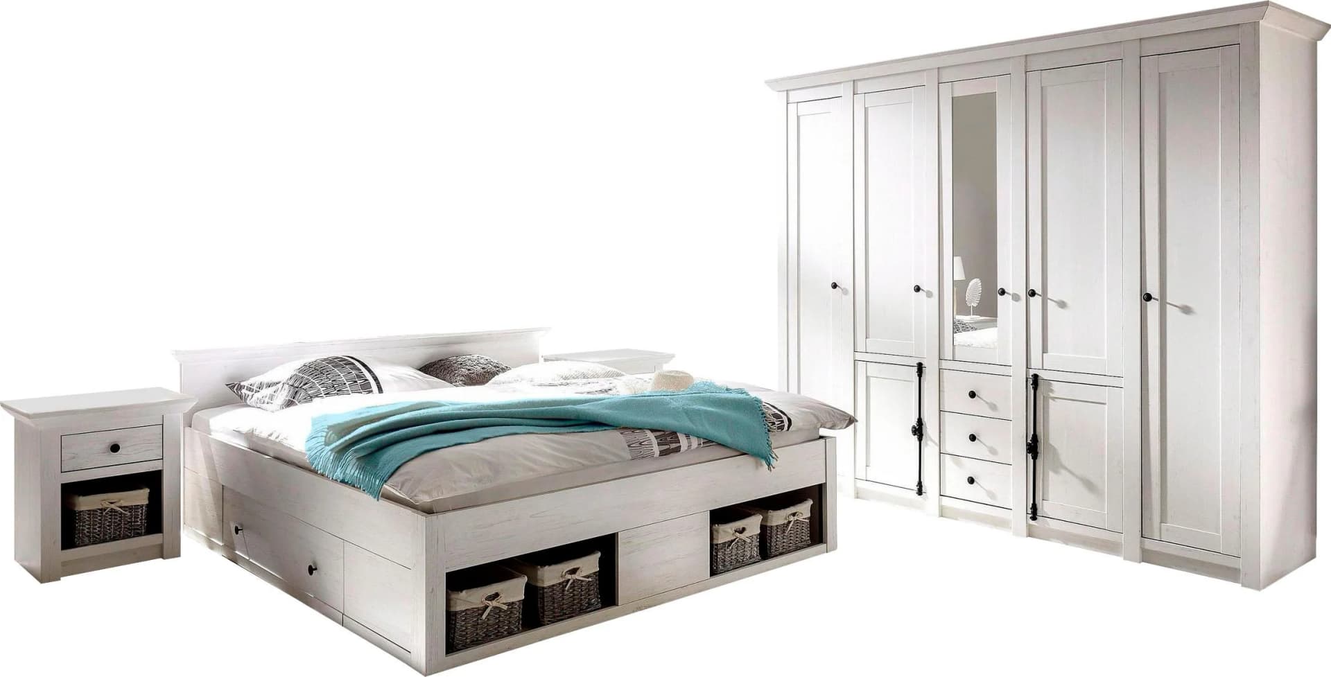 HOME AFFAIRE California Schlafzimmer-Set Landhaus Weiß 5-tlg - Bild 4