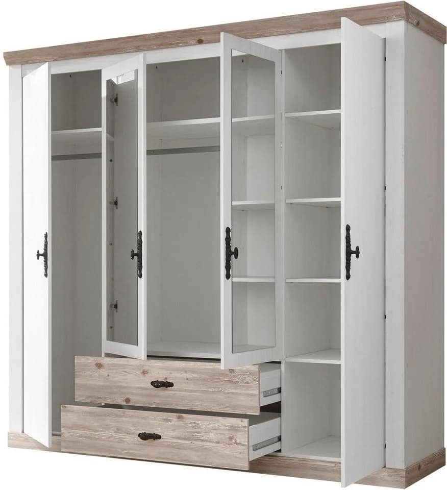 Home Affaire Florenz Drehtürenschrank Weiß 4-türig mit Schubladen - Bild 4