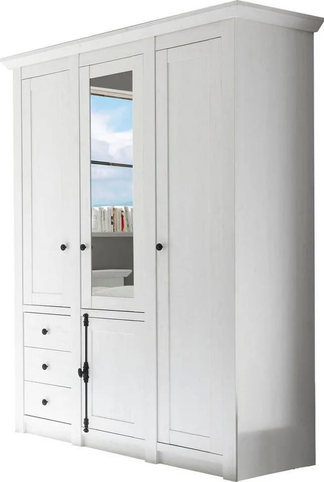 Home Affaire Kleiderschrank California Landhaus Weiß mit Spiegel - Bild 2