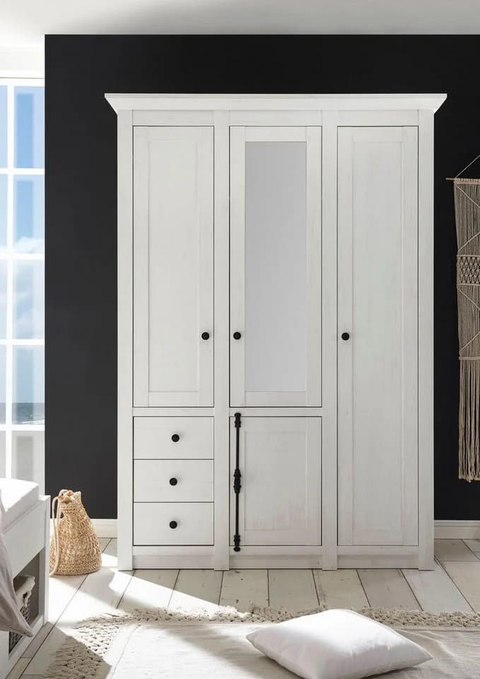 Home Affaire Kleiderschrank California Landhaus Weiß mit Spiegel - Bild 3