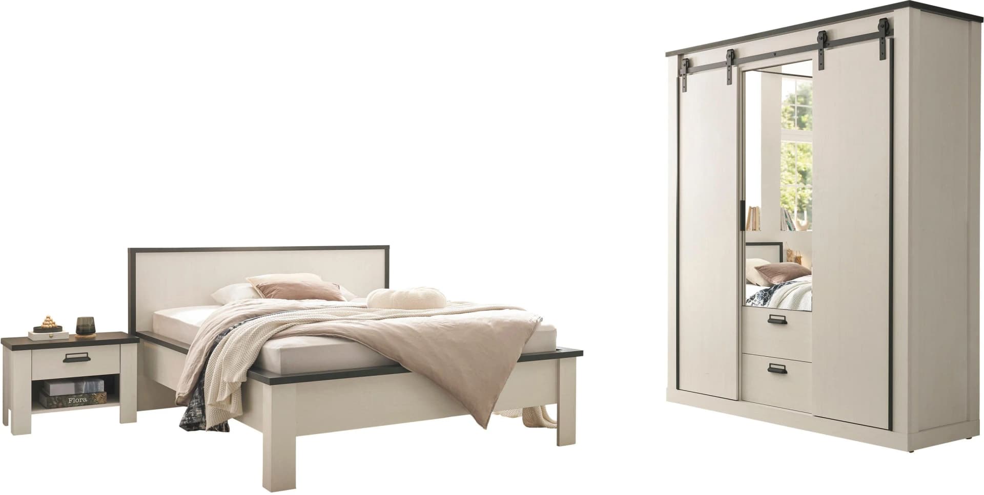 Schlafzimmer-Set HOME AFFAIRE SHERWOOD weiß 4-tlg.