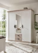 HOME AFFAIRE Florenz Drehtürenschrank Landhausstil Weiß Metallgriffe Bild 1