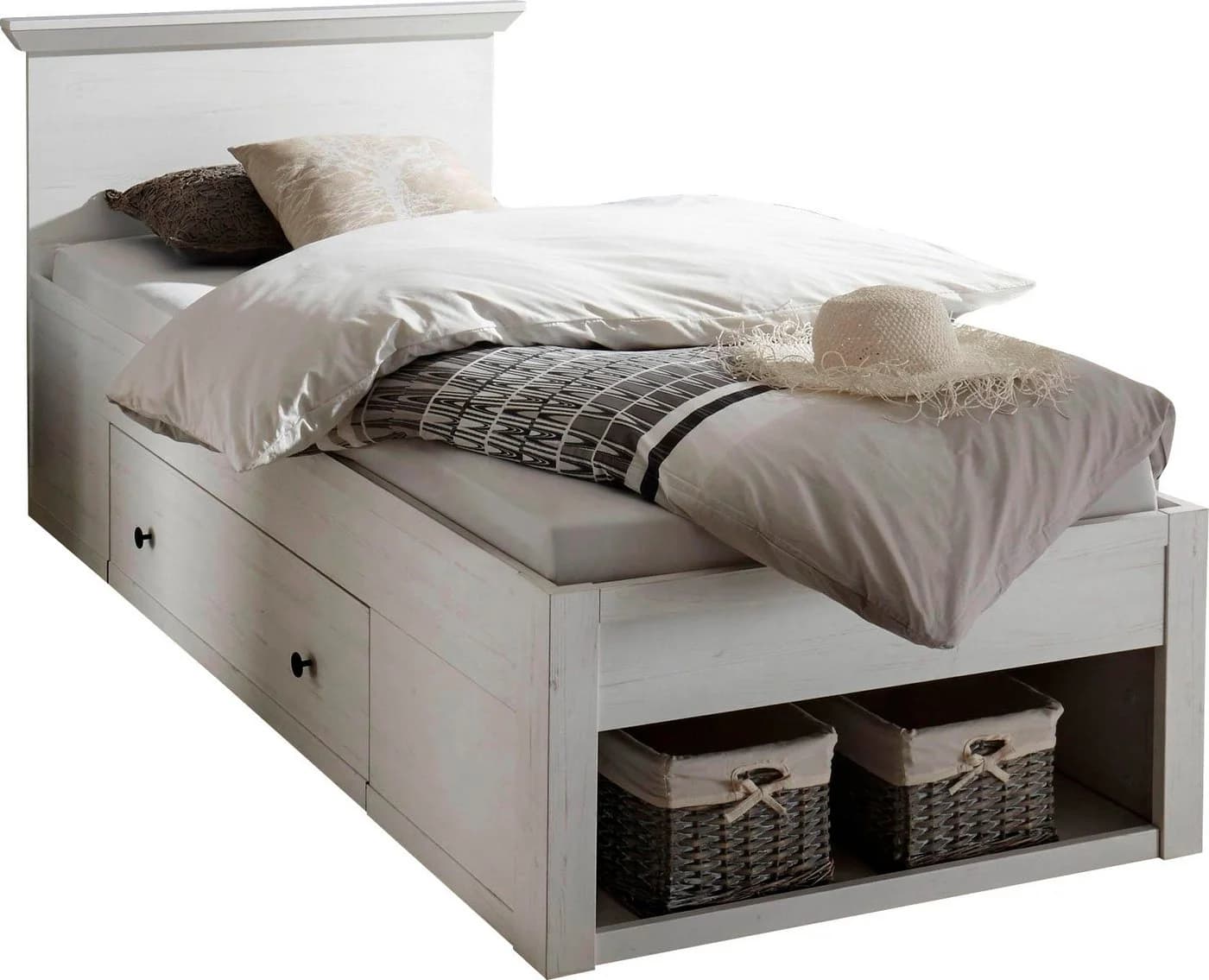 HOME AFFAIRE California Doppelbett Landhausstil Weiß mit Schubladen - Bild 2