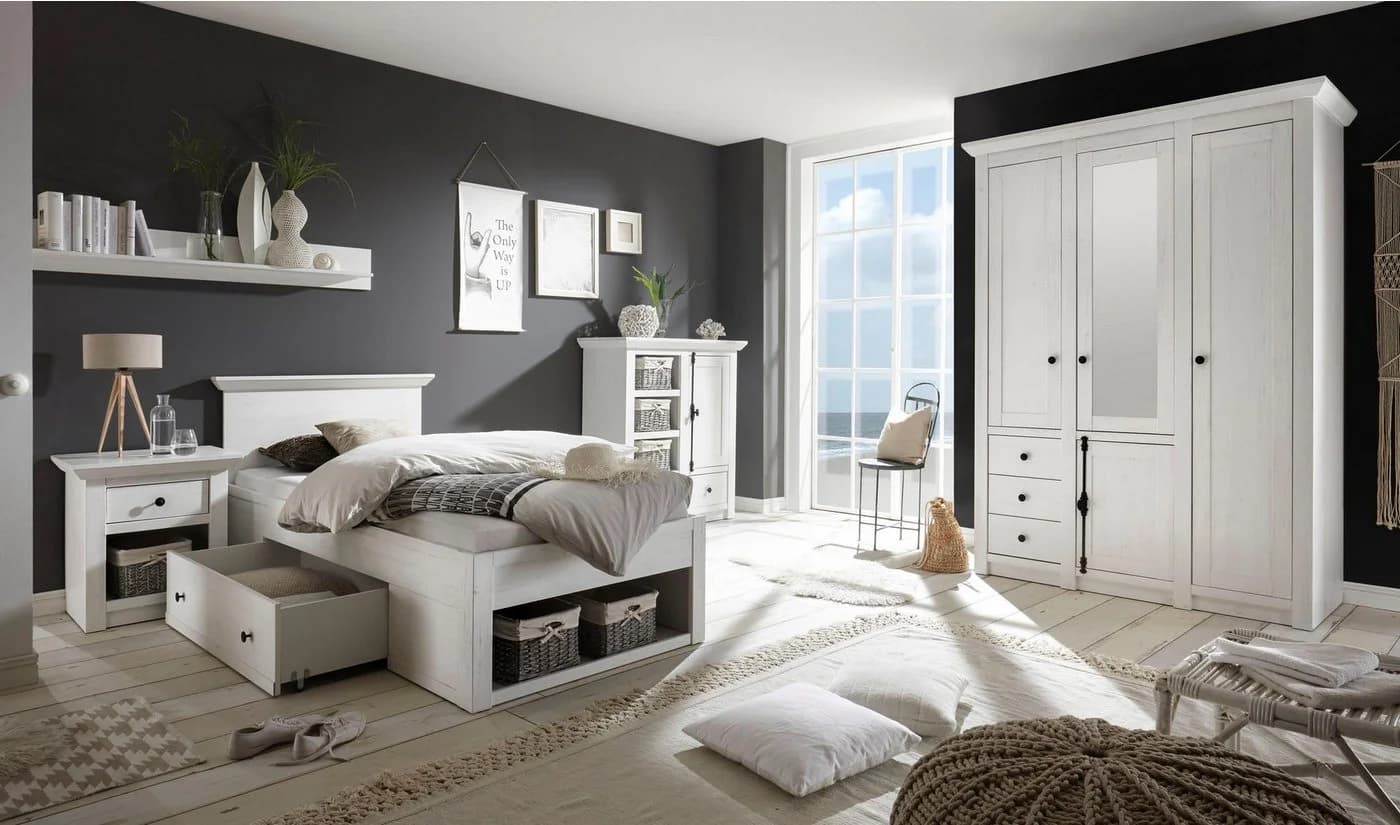 HOME AFFAIRE California Doppelbett Landhausstil Weiß mit Schubladen - Bild 3