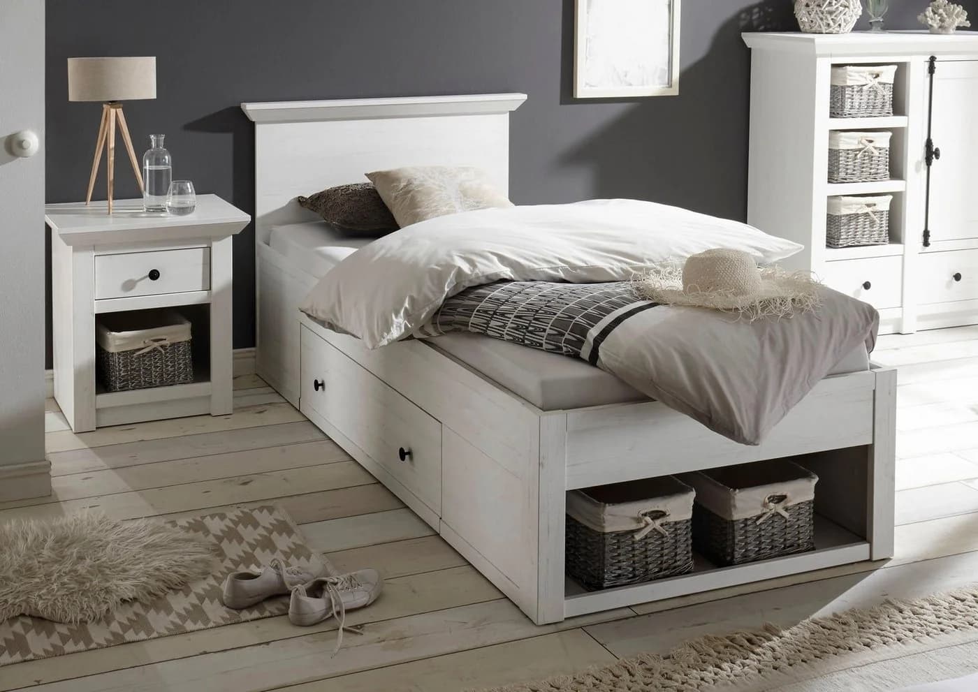 HOME AFFAIRE California Doppelbett Landhausstil Weiß mit Schubladen - Bild 4
