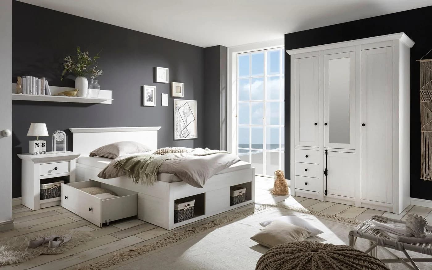 HOME AFFAIRE California Schlafzimmer-Set Weiß Landhaus