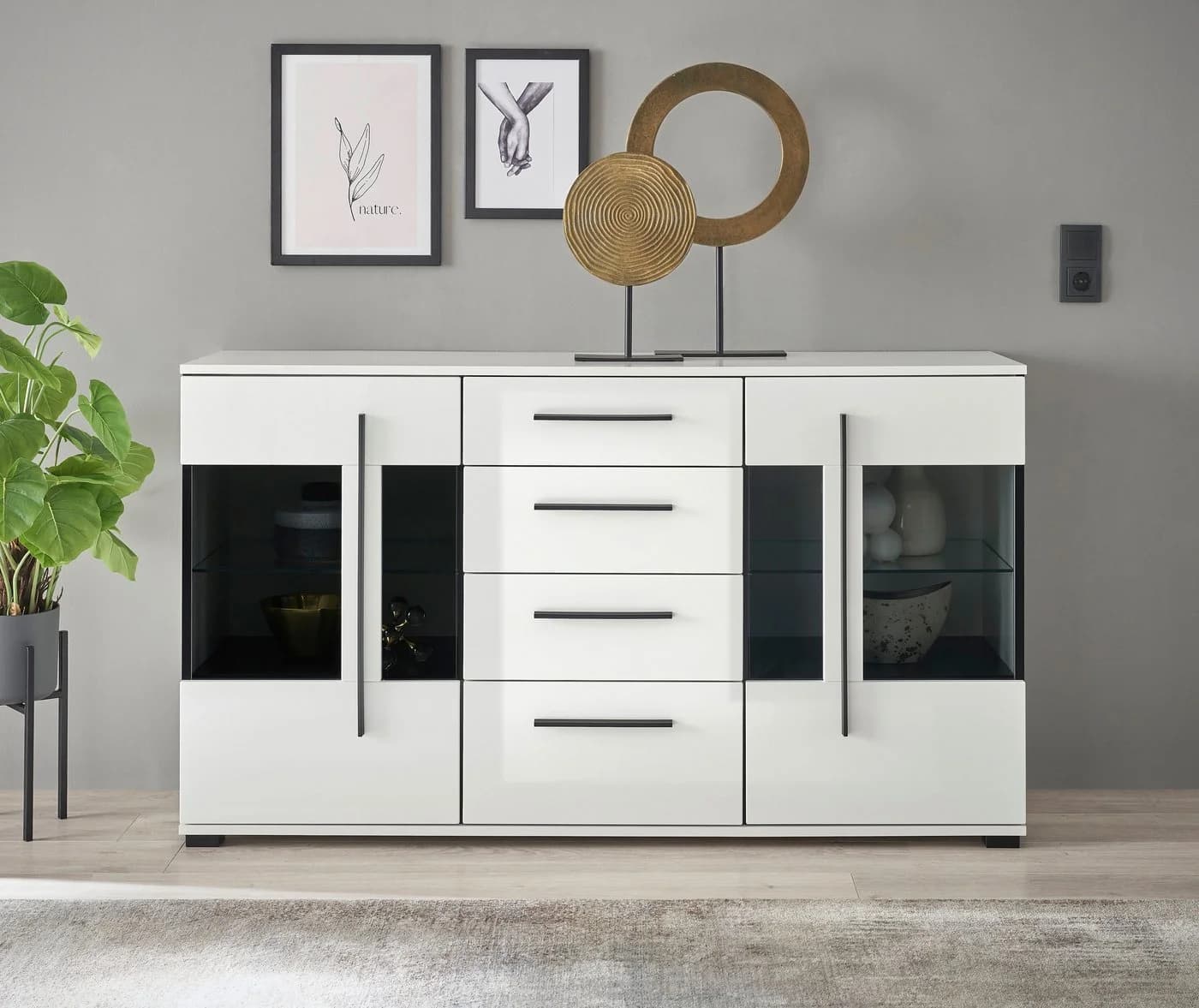 Home Affaire Sideboard Cantara Weiß Hochglanz Modern - Bild 2