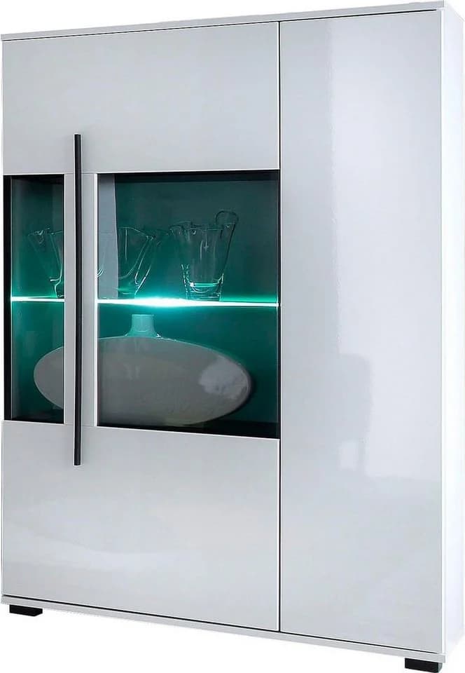 HOME AFFAIRE Cantara Vitrine Weiß Hochglanz 2 Türen