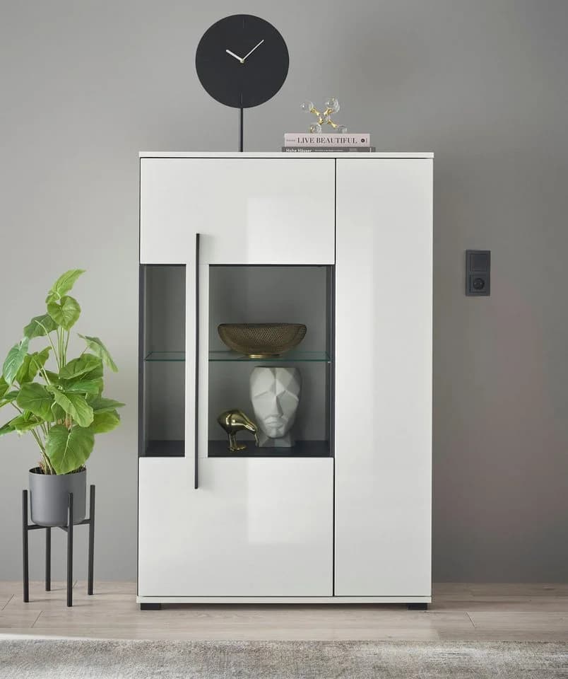 HOME AFFAIRE Cantara Vitrine Weiß Hochglanz 2 Türen - Bild 2