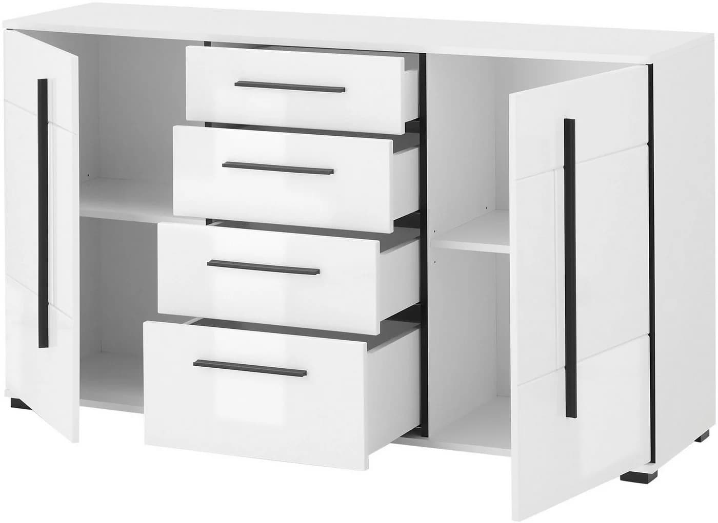 Home affaire Sideboard Cantara Weiß Moderner Schrank mit Griffleiste - Bild 4