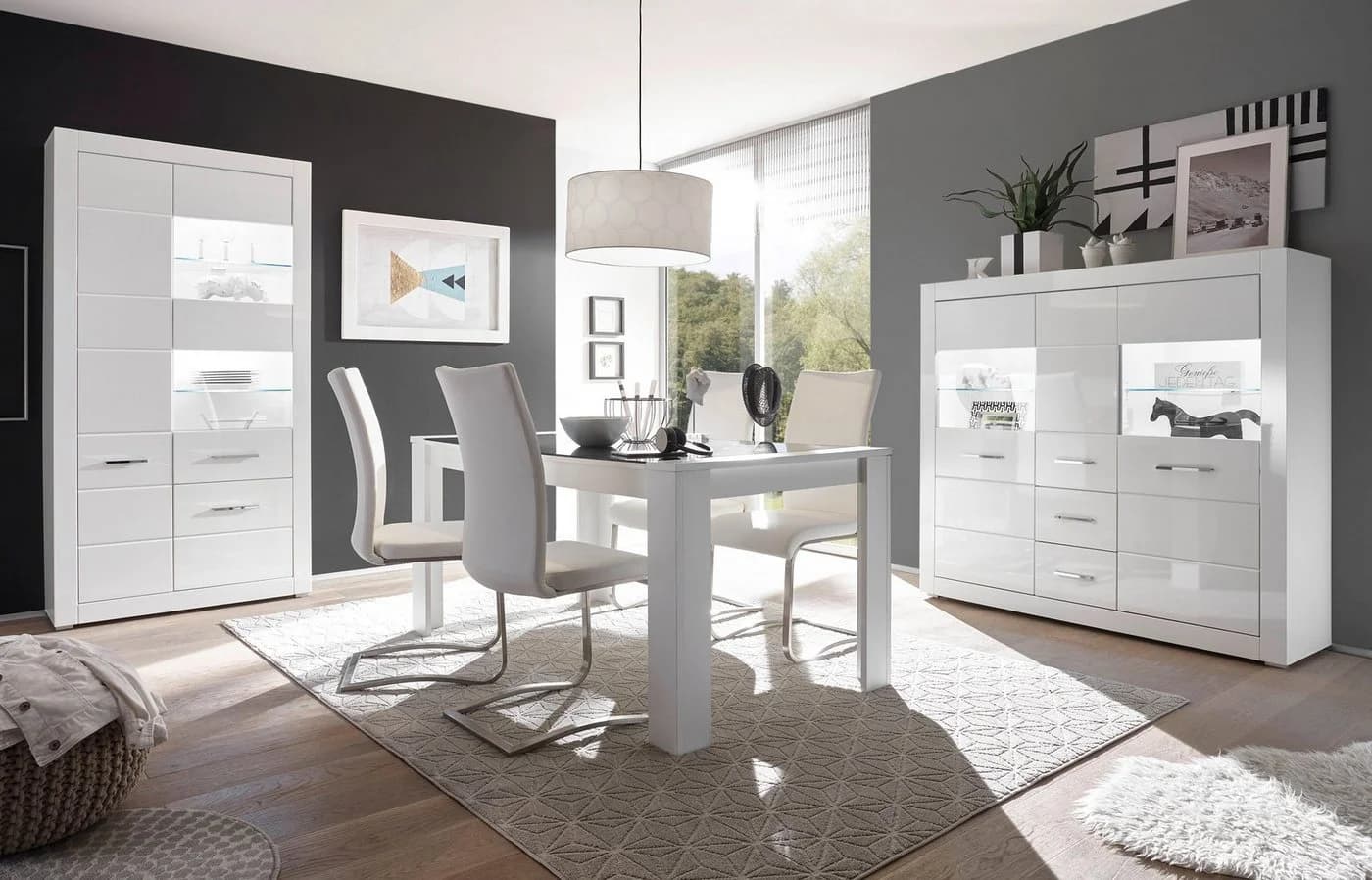 HOME AFFAIRE Vitrine BIANCO Weiß Hochglanz Matt 3 Türen - Bild 5