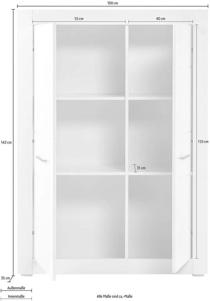 HOME AFFAIRE Mehrzweckschrank BIANCO Weiß Matt Hochglanz - Bild 4