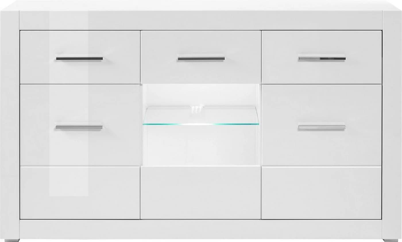 Home Affaire Sideboard Bianco Weiß Matt Hochglanz 3 Türen