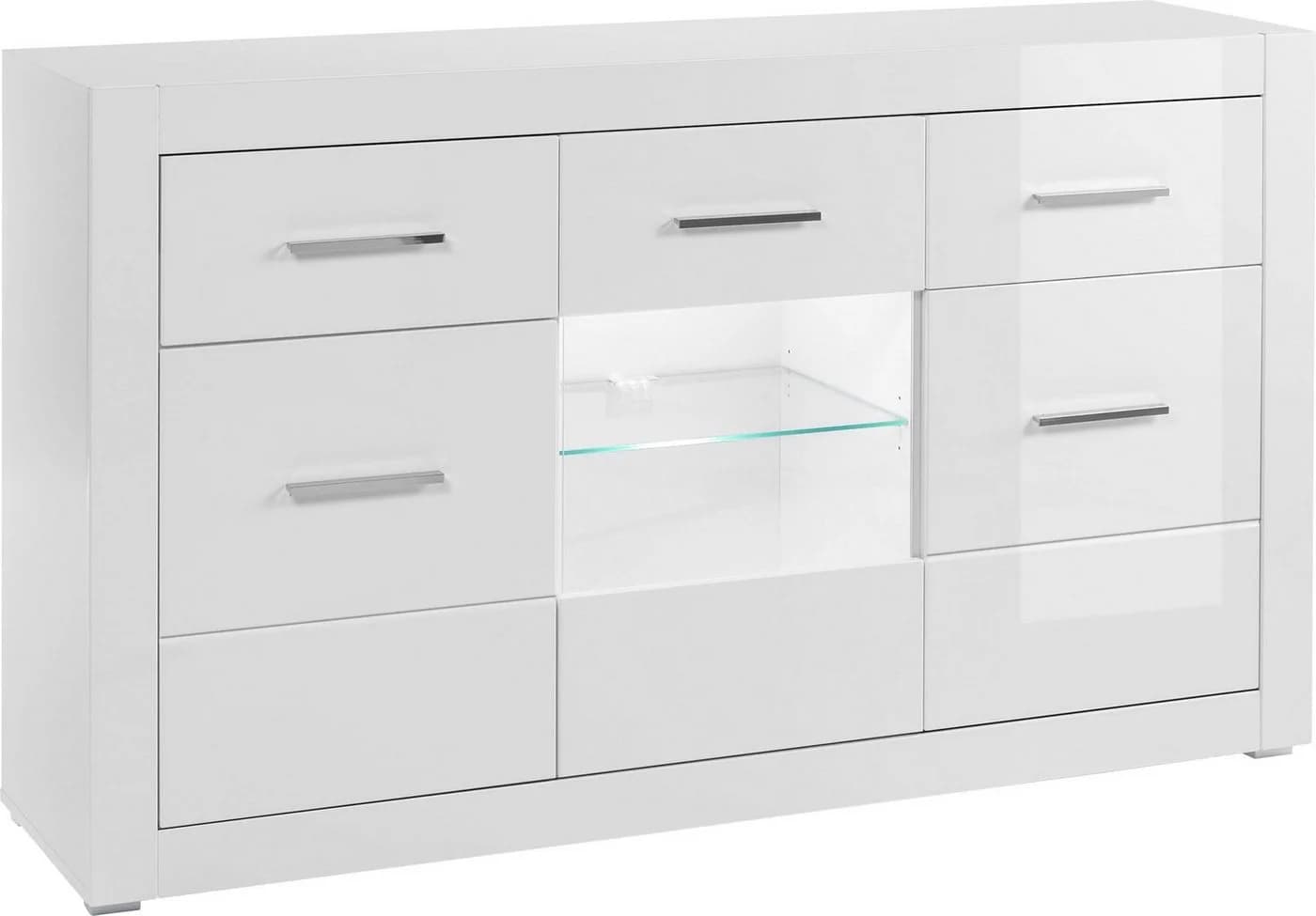 Home Affaire Sideboard Bianco Weiß Matt Hochglanz 3 Türen - Bild 3