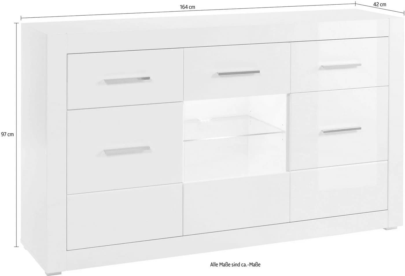 Home Affaire Sideboard Bianco Weiß Matt Hochglanz 3 Türen - Bild 5