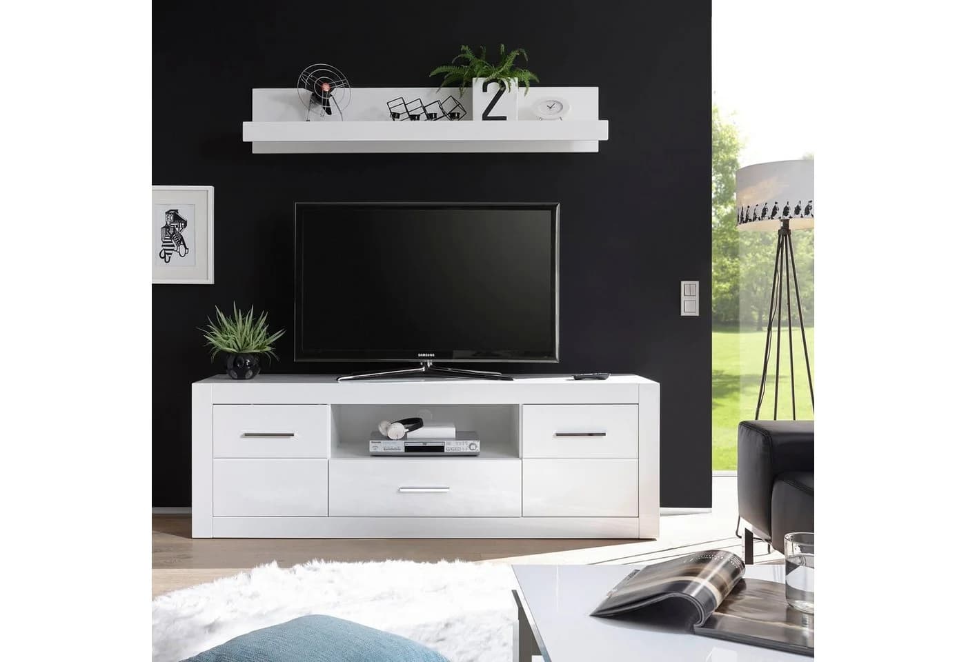 HOME AFFAIRE Wandboard BIANCO Weiß MDF Hochglanz Regal - Bild 2
