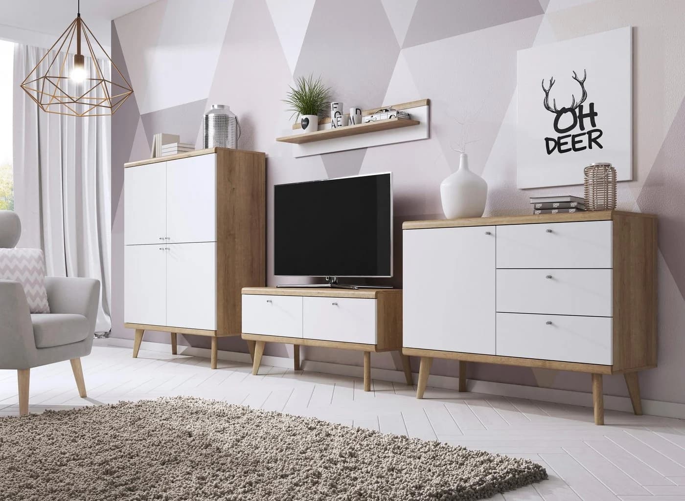 Sideboard HOME AFFAIRE Merle Weiß Eiche Riviera NB - Bild 5