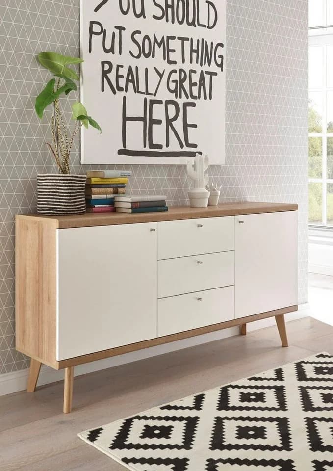 HOME AFFAIRE Sideboard Merle Weiß Eiche Riviera Skandinavisch - Bild 2