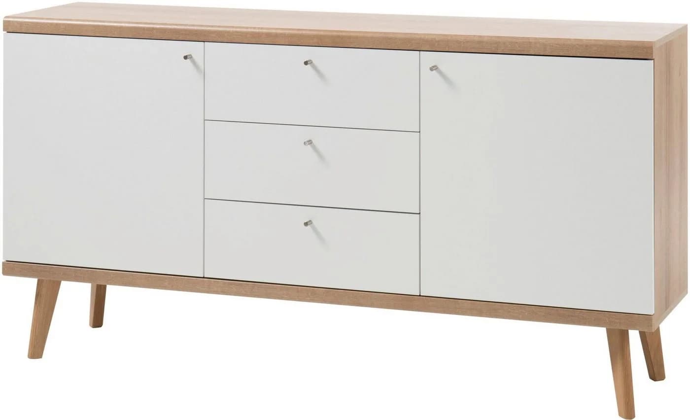 HOME AFFAIRE Sideboard Merle Weiß Eiche Riviera Skandinavisch - Bild 3