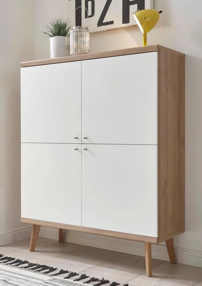 HOME AFFAIRE Highboard Merle Weiß Eiche 4 Türen FSC - Bild 4
