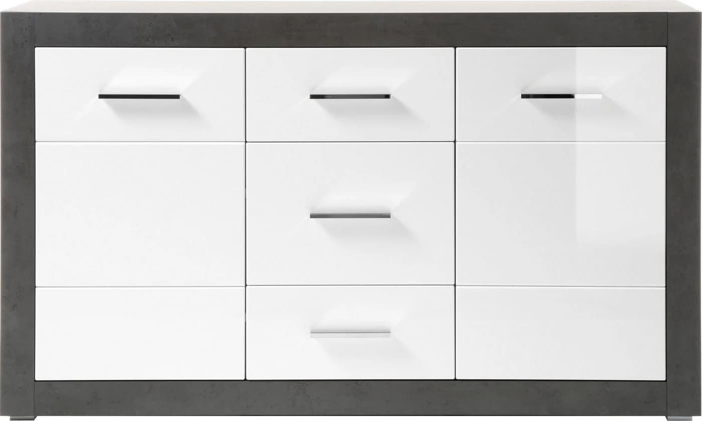 Sideboard HOME AFFAIRE Etero Grau Schwarz Weiß Hochglanz