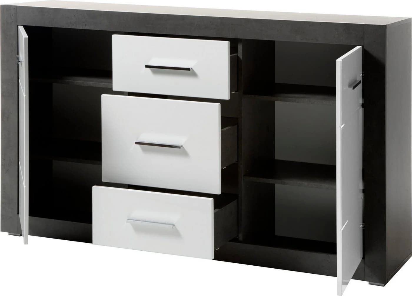 Sideboard HOME AFFAIRE Etero Grau Schwarz Weiß Hochglanz - Bild 4