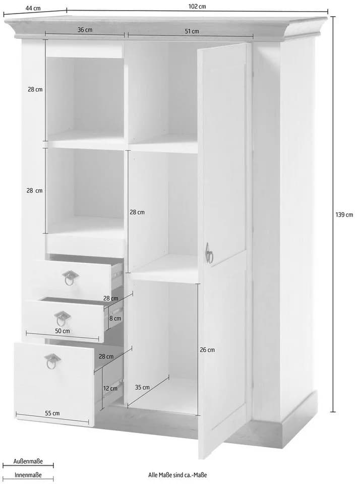Highboard HOME AFFAIRE Cremona Weiß Pinie Eiche - Bild 5
