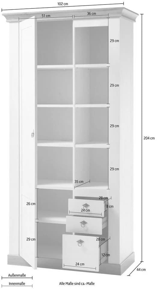 Highboard HOME AFFAIRE Cremona Weiß Eiche FSC-Zertifiziert - Bild 5