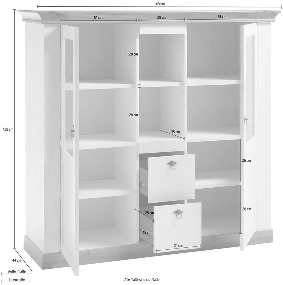 HOME AFFAIRE Highboard Cremona Weiß Eiche FSC-zertifiziert - Bild 5