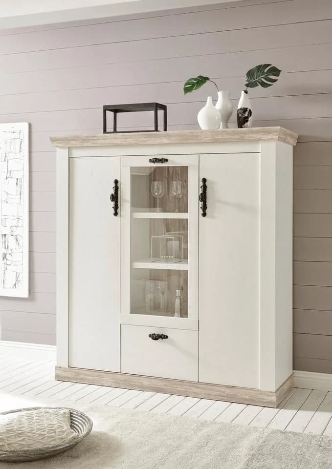 Home affaire Highboard Florenz Weiß Landhausstil - Bild 2