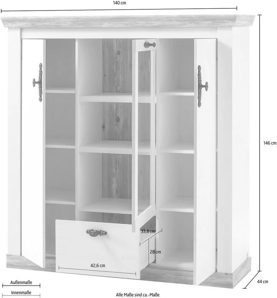 Home affaire Highboard Florenz Weiß Landhausstil - Bild 4